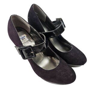 Nine West Heels Womens Sz 7 Black Mary Jane Buckle Strap Stiletto Dressy